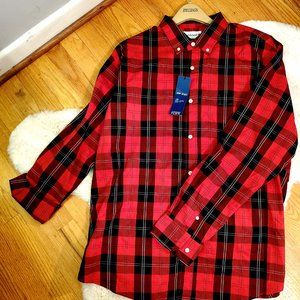 Big & Tall Long Sleeve Plaid Poplin Dress Shirt